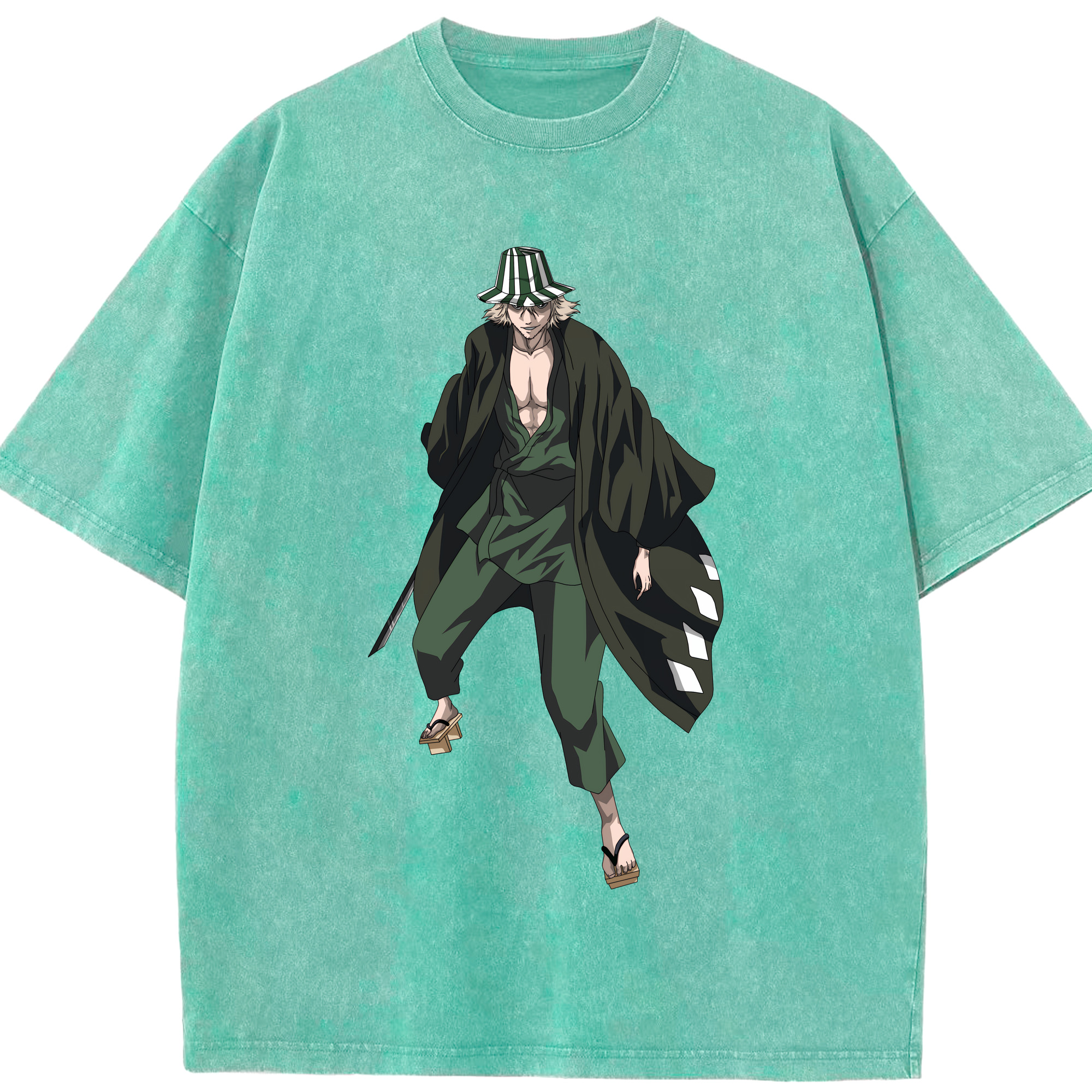 （画像用） "ブリーチ 浦原 喜助（うらはら きすけ） BLEACH Urahara Kisuke " 綿100% ヴィンテージ風 半袖Tシャツ（フロントプリント）